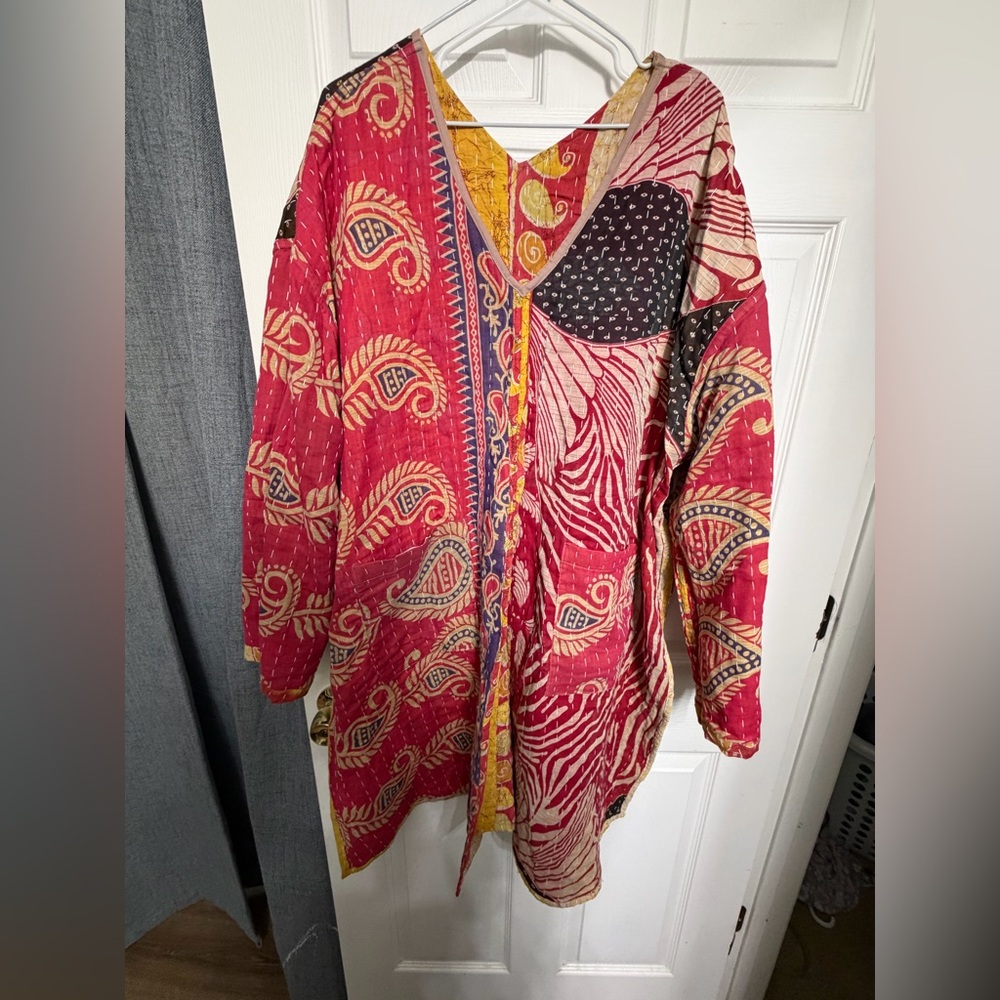 Kantha Boho Patchwork Quilted Jacket In Mustard Y… - image 7